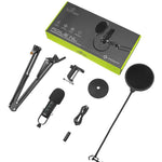 Yeyian Kit Micrófono Condensador YSA-UCHQ-01 Alámbrico USB Negro Incluye Soporte de Brazo Soporte de Escritorio Filtro Pop y Cable USB A/B