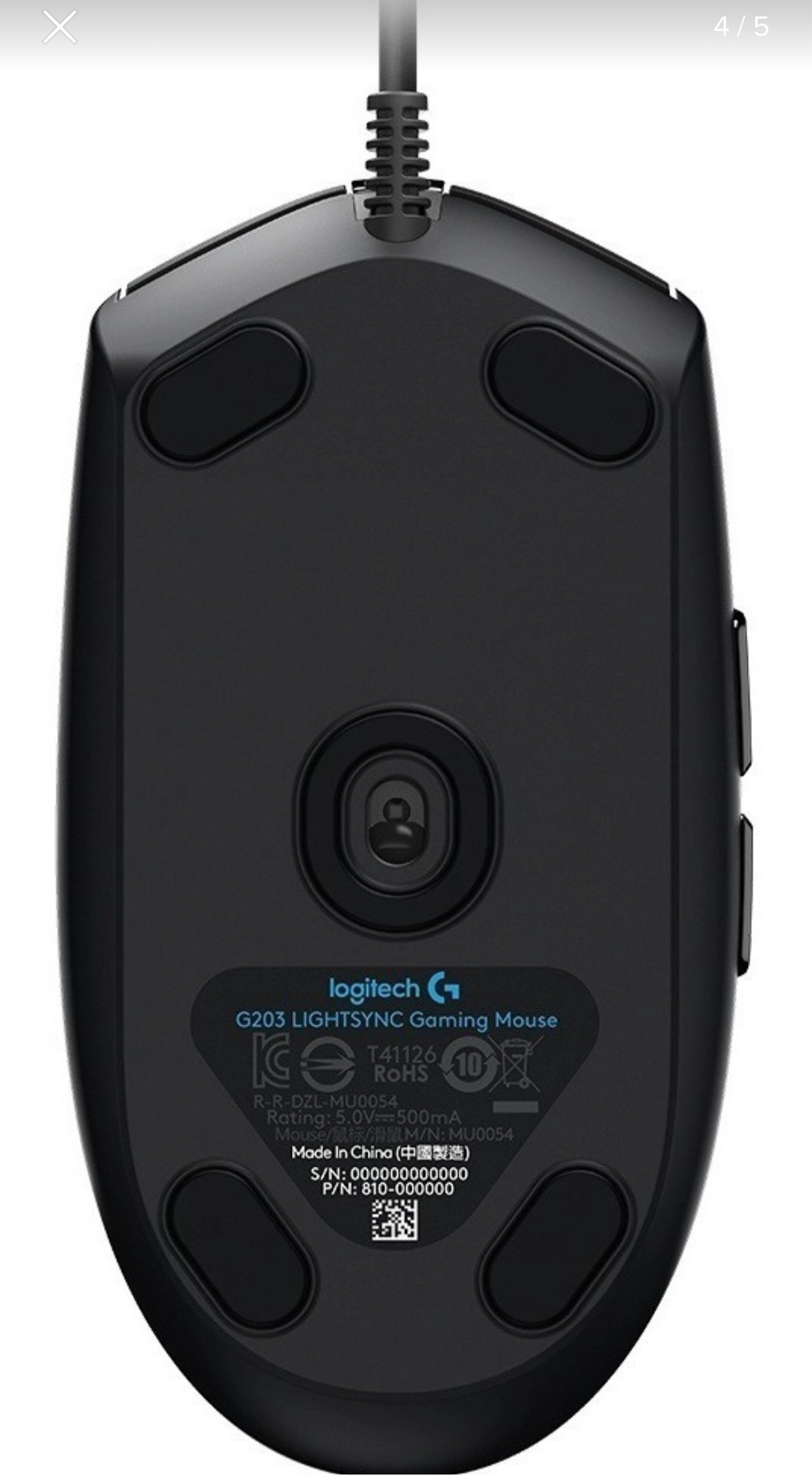 Mouse Gaming Logitech G203, color negro