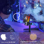 Maono Micrófono Pc para Gamer Micrófono Usb RGB con Cancelación de Ruido Silencio Ganancia y Monitoreo para Streaming Podcast Youtube Celular y PS5 PS4 DGM20 Negro