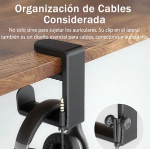 Soporte Giratorio Para Auriculares Gancho Gaming Con Cilp Huo Ji CQ001 Negro