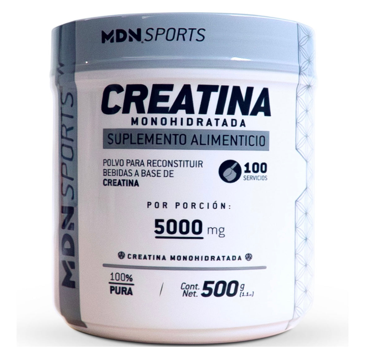Creatina Monohidratada 100% Pura 500g MDN Sports 100 servicios Sin rellenos, Sin Sabor.