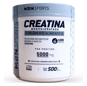 Creatina Monohidratada 100% Pura 500g MDN Sports 100 servicios Sin rellenos, Sin Sabor.