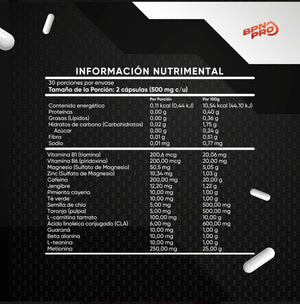 Termogénico | L-Carnitina, CLA, Guaraná, Té Verde, Magnesio, Zinc, Jengibre, Toronja, Beta Alanina | Energía Diaria, Apoyo Metabólico, Entrenamiento, Quemador De Grasa | DAY BRN BPN PRO 60 Cápsulas