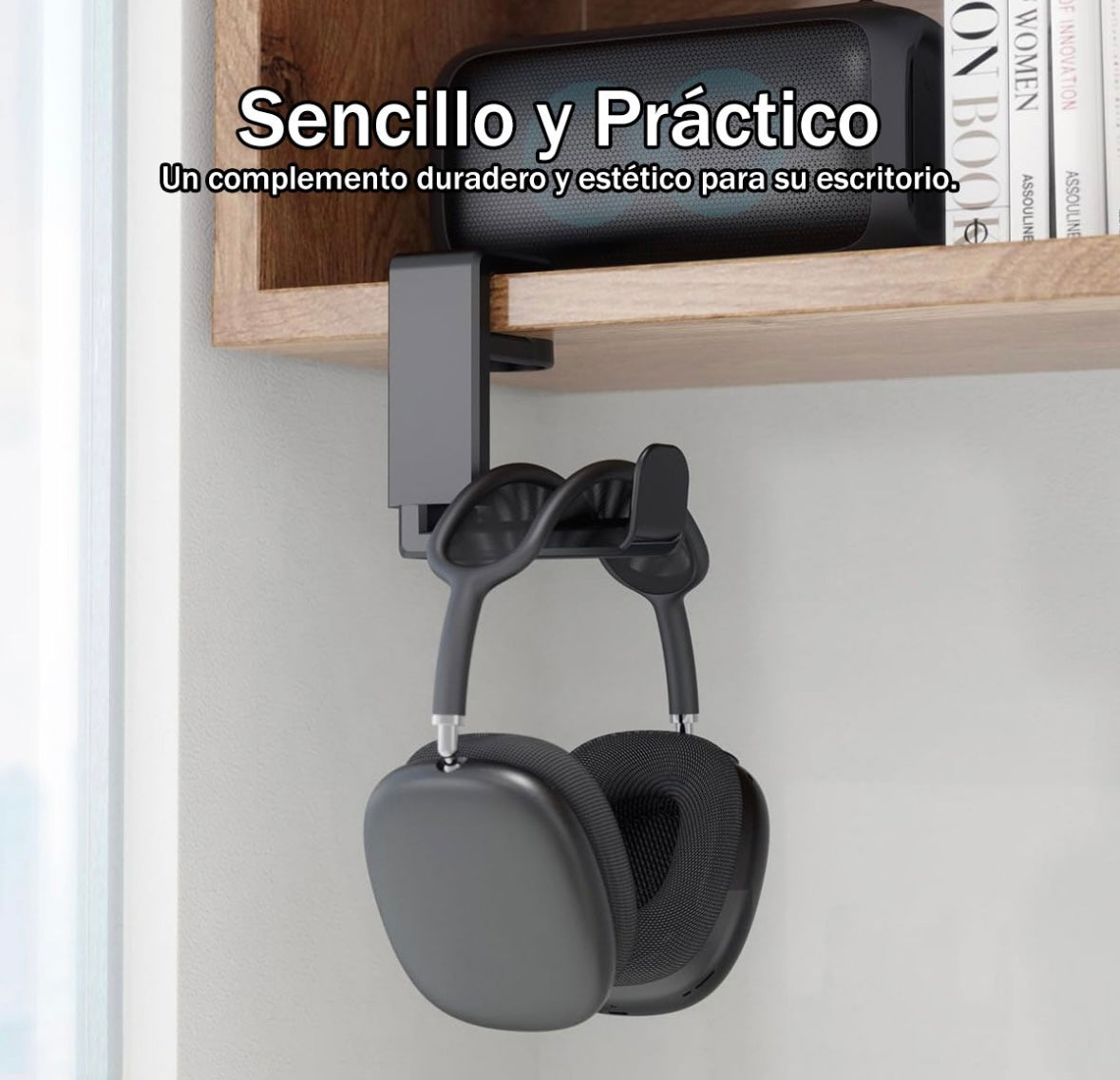 Soporte Giratorio Para Auriculares Gancho Gaming Con Cilp Huo Ji CQ001 Negro