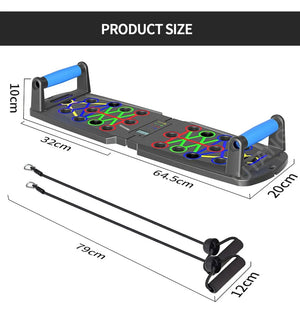Push Up Board Ejercicio en Casa, Tablero para Lagartijas Portátil Antideslizante Multifuncional Fitness, Soporte 30 en 1 con Conteo de Tiempo Automático,con Ligas de Resistencia.para Fitness