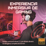 Audífonos Gamer Para Inalámbricos Diademas con Micrófono De Cancelación De Ruido Sonido Envolvente Virtual 7.1, 2.4g De Baja Latencia Con Conector Usb Y Type-c, Bluetooth 5.3 Para Pc Oxs G2 Blanco