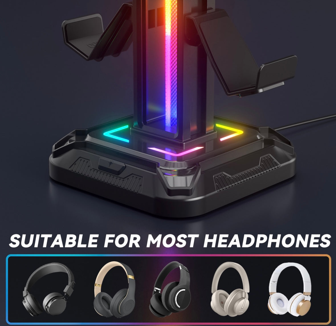 Soporte de auriculares Oivo girable y gancho de controlador desmontable RGB LED