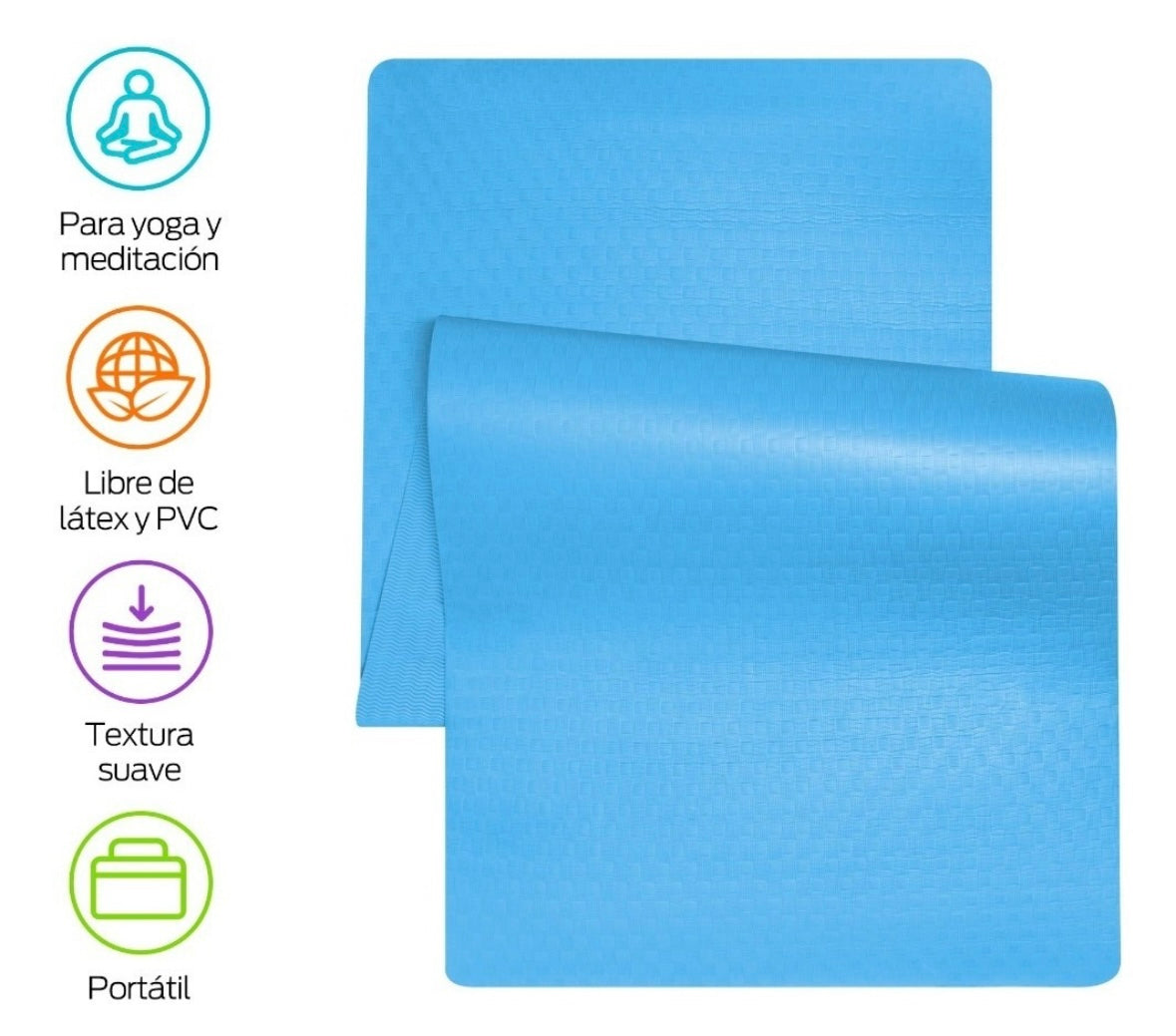 Redlemon Tapete para Yoga con Correa para Transportar, Yoga Mat de 9 mm de Grosor para Pilates, Ejercicio, Gimnasio, Resistente, Flexible y Portátil, Rosa y Azul, Fácil de Limpiar, Enrollable, Azul