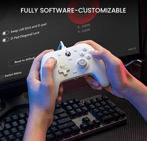 Mando con cable Gamesir G7 HE (compatible con Xbox/PC), equipado con sensor Hall, color: blanco.