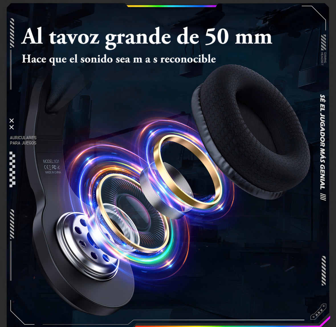Auriculares profesionales para jugadores Onikuma X31 Rgb negros