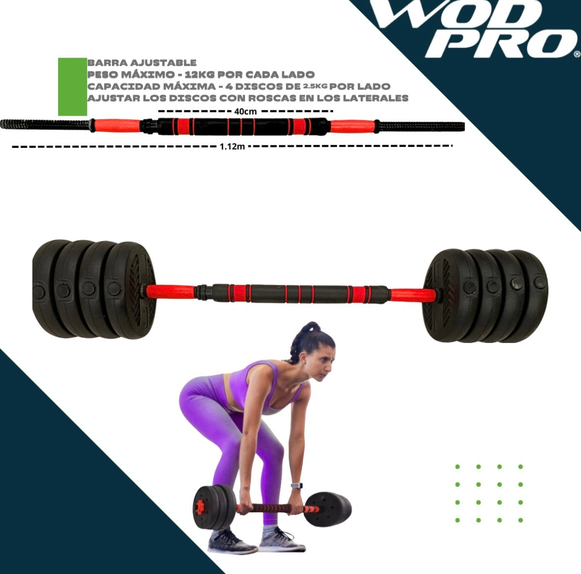 Set Kit Mancuernas Pesas Multiusos Ajustables Hogar Gym 30kg Color No