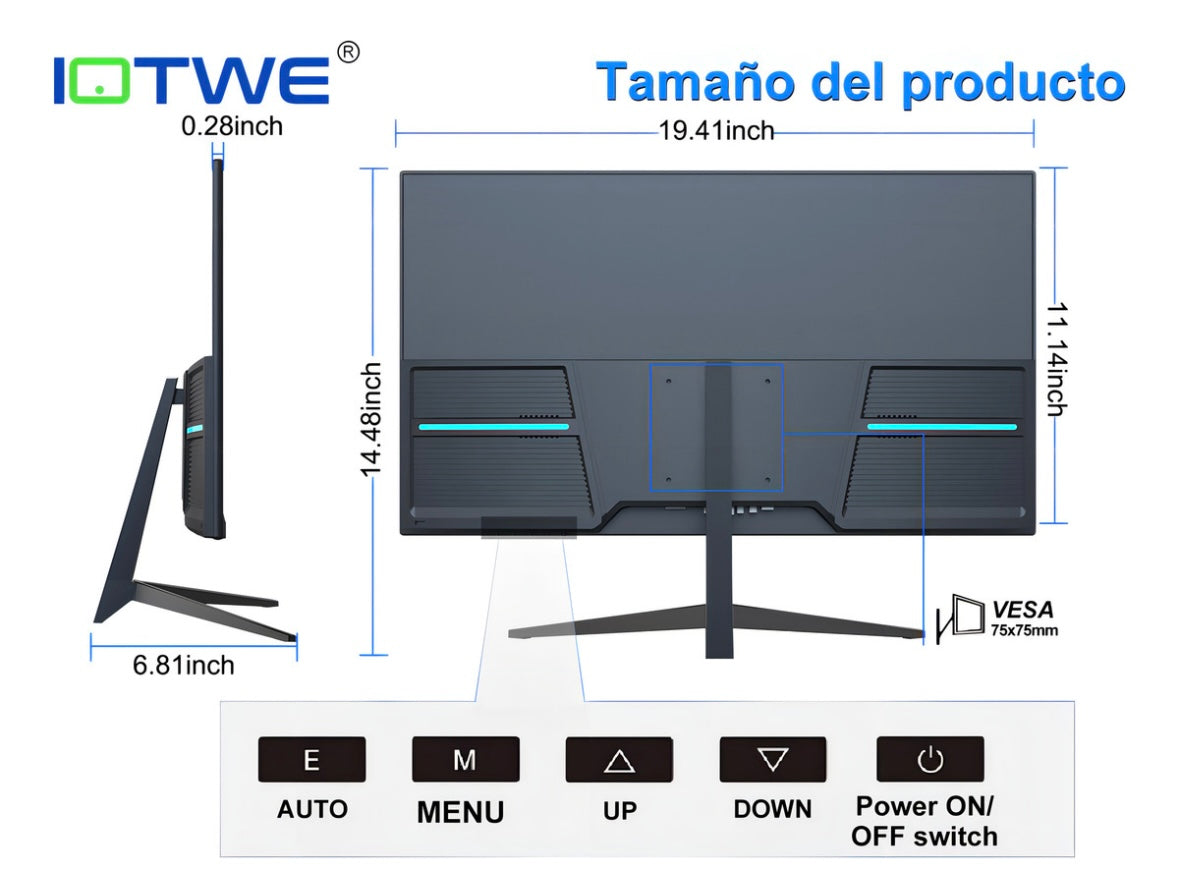 Monitor Gamer Iotwe H24t09p Full Hd 22’’ Ips 100 Hz Hdmi 2.0 Vga Negro Altavoces Integrados De 6w Freesync Hdr