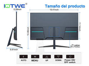 Monitor Gamer Iotwe H24t09p Full Hd 22’’ Ips 100 Hz Hdmi 2.0 Vga Negro Altavoces Integrados De 6w Freesync Hdr