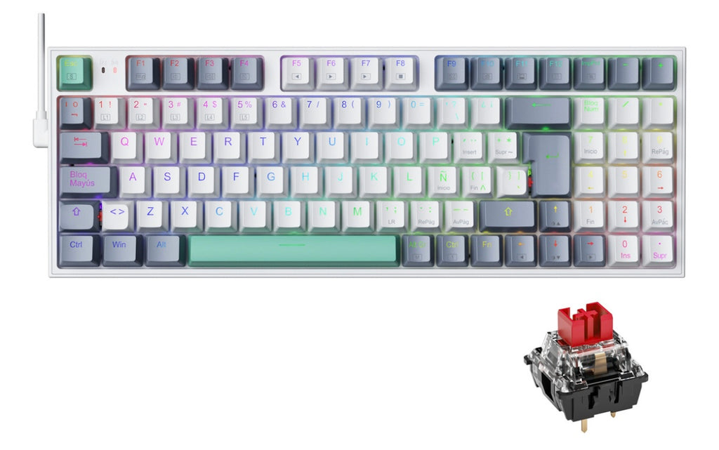 Teclado mecánico MACHENIKE K500 B94 Alambrico Español Hot Swap Rgb Retroiluminado Red Switch Teclado gamer Computadora Tecla Ergonomico teclado para pc