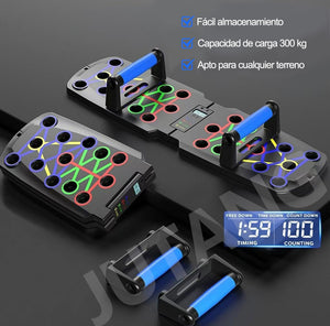 Push Up Board Ejercicio en Casa, Tablero para Lagartijas Portátil Antideslizante Multifuncional Fitness, Soporte 30 en 1 con Conteo de Tiempo Automático,con Ligas de Resistencia.para Fitness