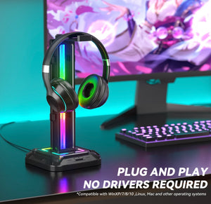 Soporte de auriculares Oivo girable y gancho de controlador desmontable RGB LED