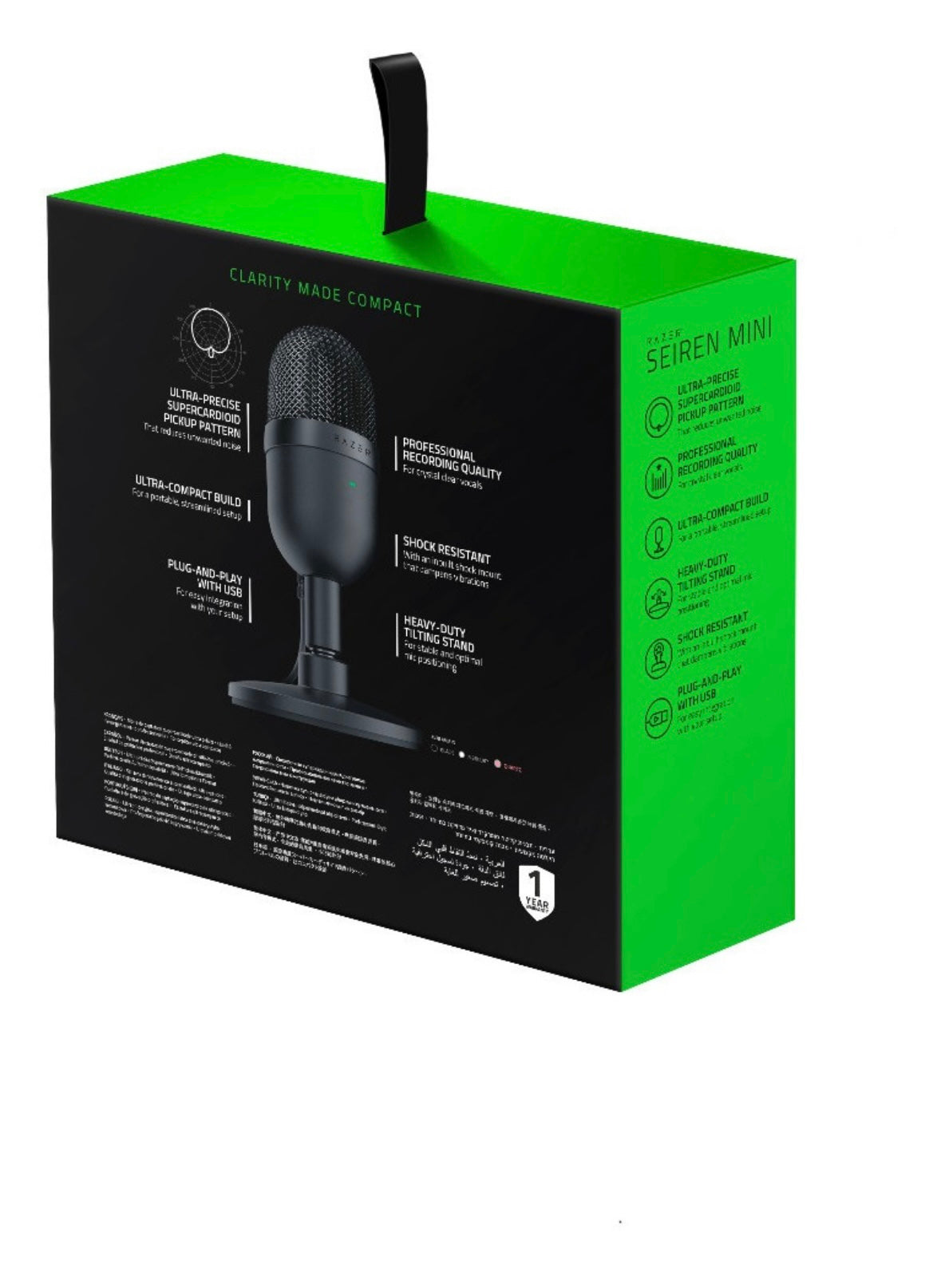 Micrófono Razer Seiren Mini Stream Podcast Color Negro