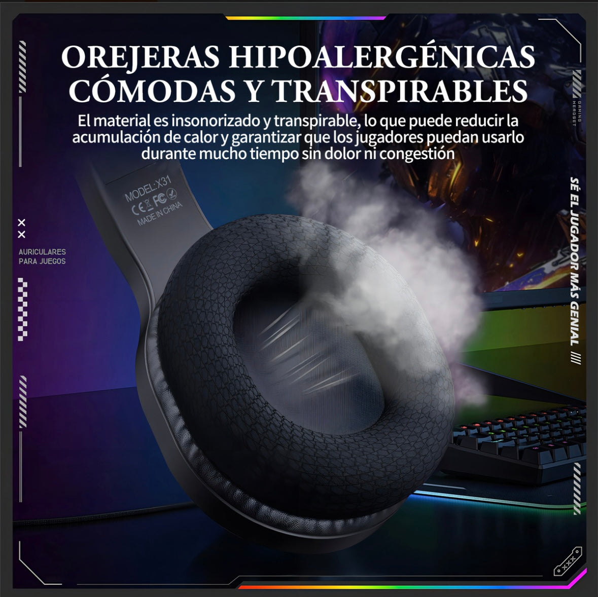 Auriculares profesionales para jugadores Onikuma X31 Rgb negros