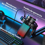 MAONO Micrófono PC Gamer Micrófono USB Condensador con Cancelación de Ruido Silencio Ganancia Monitoreo para Streaming Podcast Celular Computadora DGM20S Negro