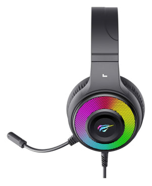 Auriculares Havit H2042d negros para PS4 PS5 Xbox PC 3,5 mm/USB color negro luz RGB