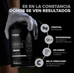 Birdman Creatina Monohidratada En Polvo de Alta Pureza | 90 servicios | 450g | Sabor Natural
