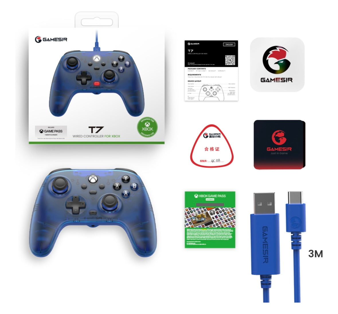 Controlador Gamesir T7 Para Pc/xbox Con Efecto Hall Stick Color Azul