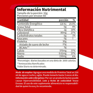 Proteina Whey Hidrolizada Isolate Global 2 Kg Sabores Vainilla, Fresa y Chocolate