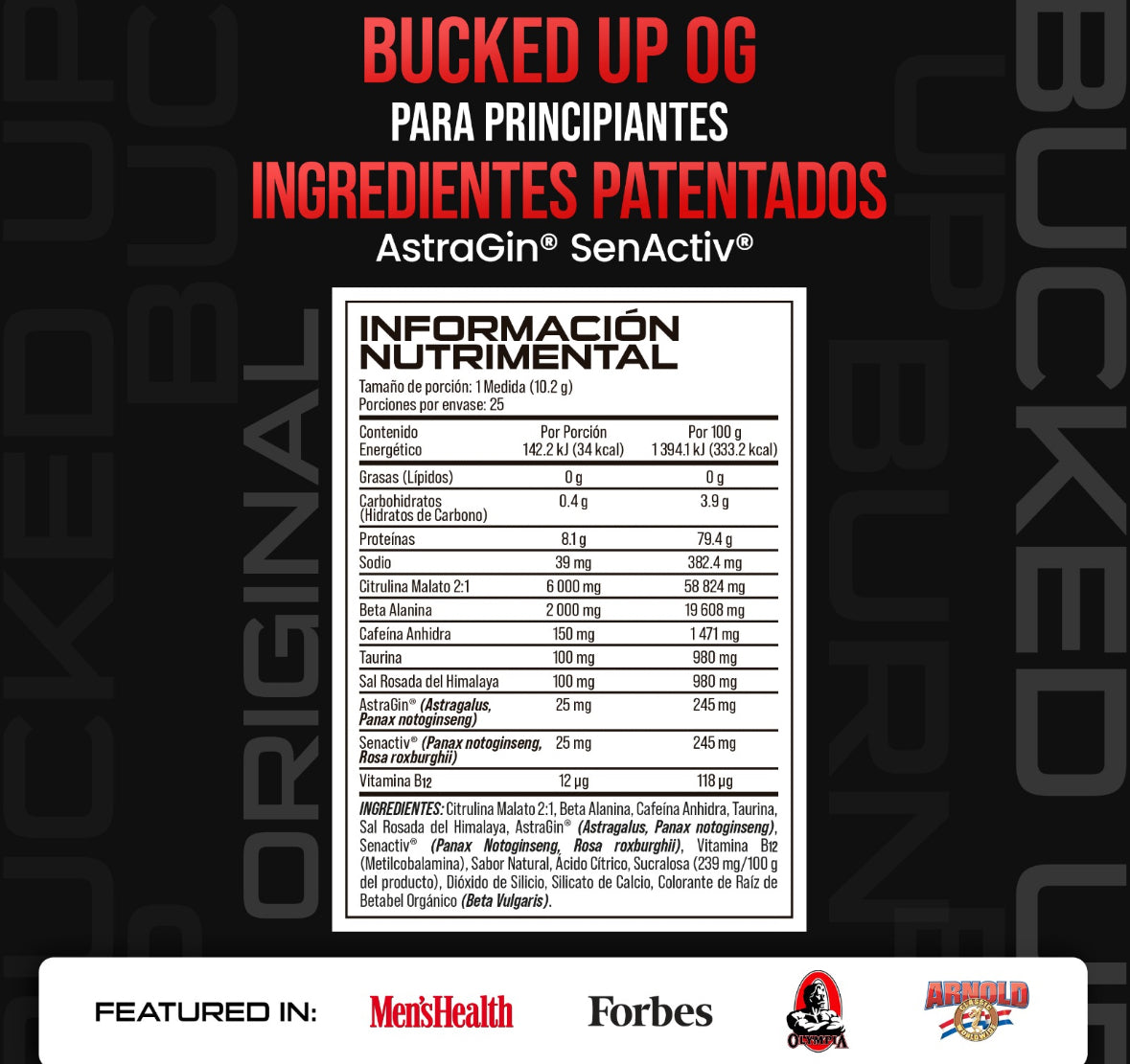 Bucked Up Pre Entreno | Beta Alanina + Citrulina | Blood Raz