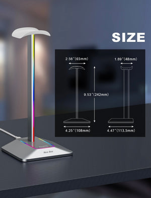 Base Soporte De Audífonos  New Bee Con Luz Led Rgb Usb, color plateado