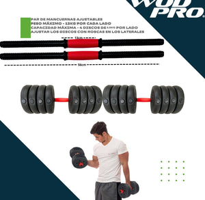 Set Kit Mancuernas Pesas Multiusos Ajustables Hogar Gym 30kg Color No