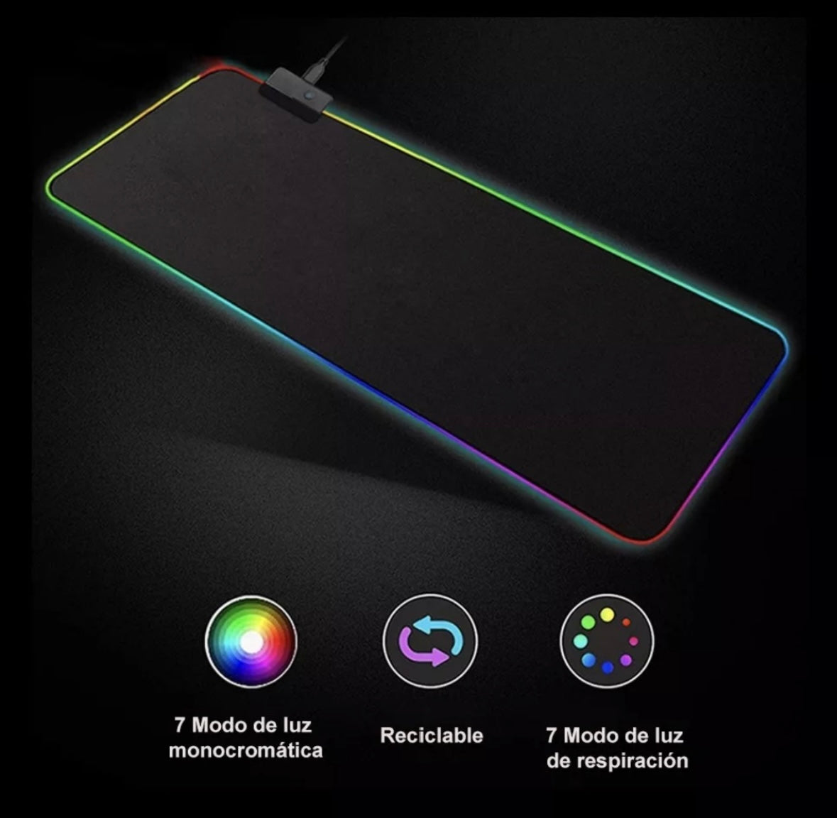 Alfombrilla Ratón Gamer Rgb Luz Led Mousepad 80x30 Mousepad Color Negro Dr Catch