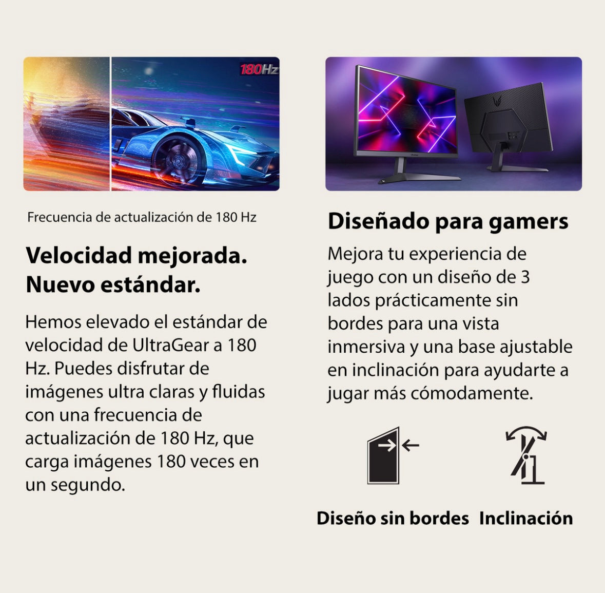Monitor Gamer LG con pantalla de 24" 180Hz y resolución Full HD