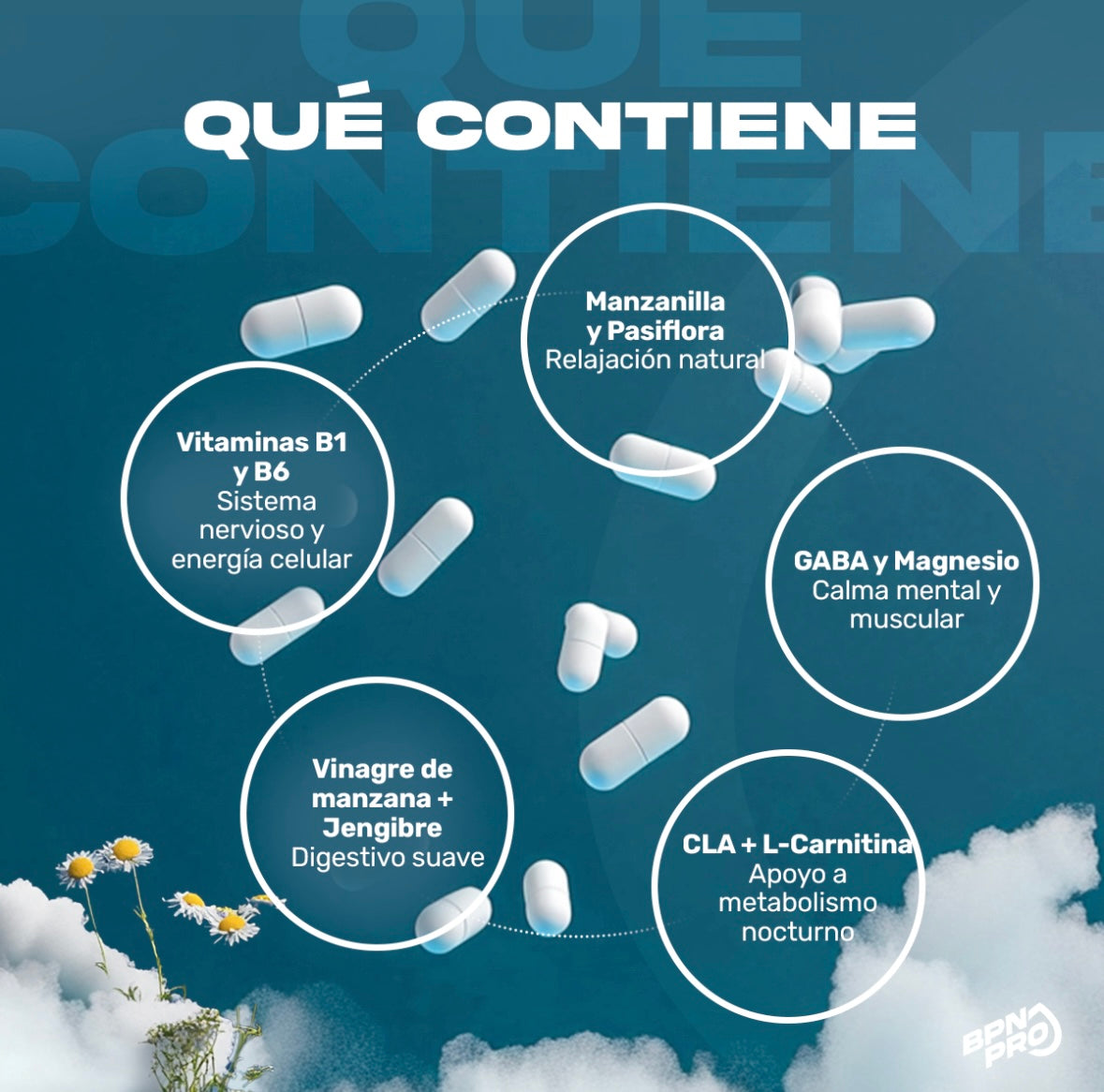 ZZZ BRN BPN PRO – Quemador de Grasa Nocturno con CLA, Carnitina, GABA, Magnesio y Manzanilla – Apoya la Relajación y Sueño Reparador 90 Cápsulas