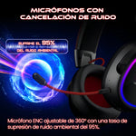 Audífonos Gamer Para Inalámbricos Diademas con Micrófono De Cancelación De Ruido Sonido Envolvente Virtual 7.1, 2.4g De Baja Latencia Con Conector Usb Y Type-c, Bluetooth 5.3 Para Pc Oxs G2 Negro