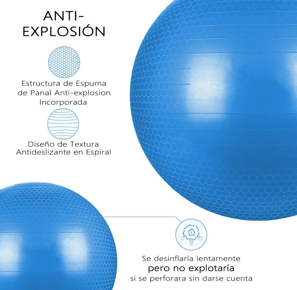 Pelota Fitness De Yoga Acondicionamiento 65 Cm Con Bomba Pelota de Ejercicio para Fitness, Ejercicio en Casa, Yoga, Pilates, etc. Adecuada para Hombres y Mujeres Color Azul Yuhuangcheng