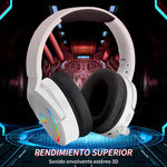 Auricular gamer inalámbrico Huo Ji X7 blanco con luz rgb LED