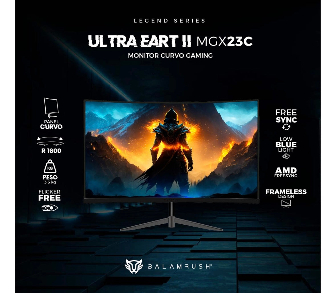 Monitor Gamer Curvo Balam Rush 23.8 Pulgada Mgx23c 165hz 1ms Color Negro