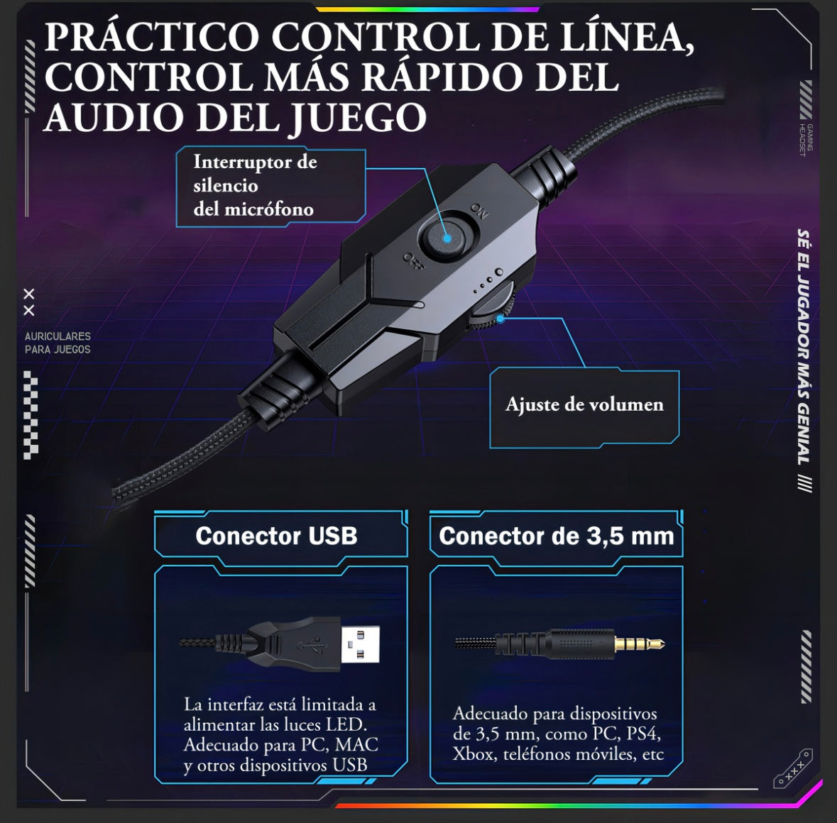 Auriculares profesionales para jugadores Onikuma X31 Rgb negros