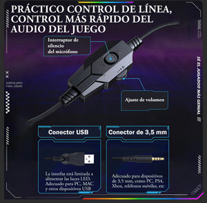 Auriculares profesionales para jugadores Onikuma X31 Rgb negros