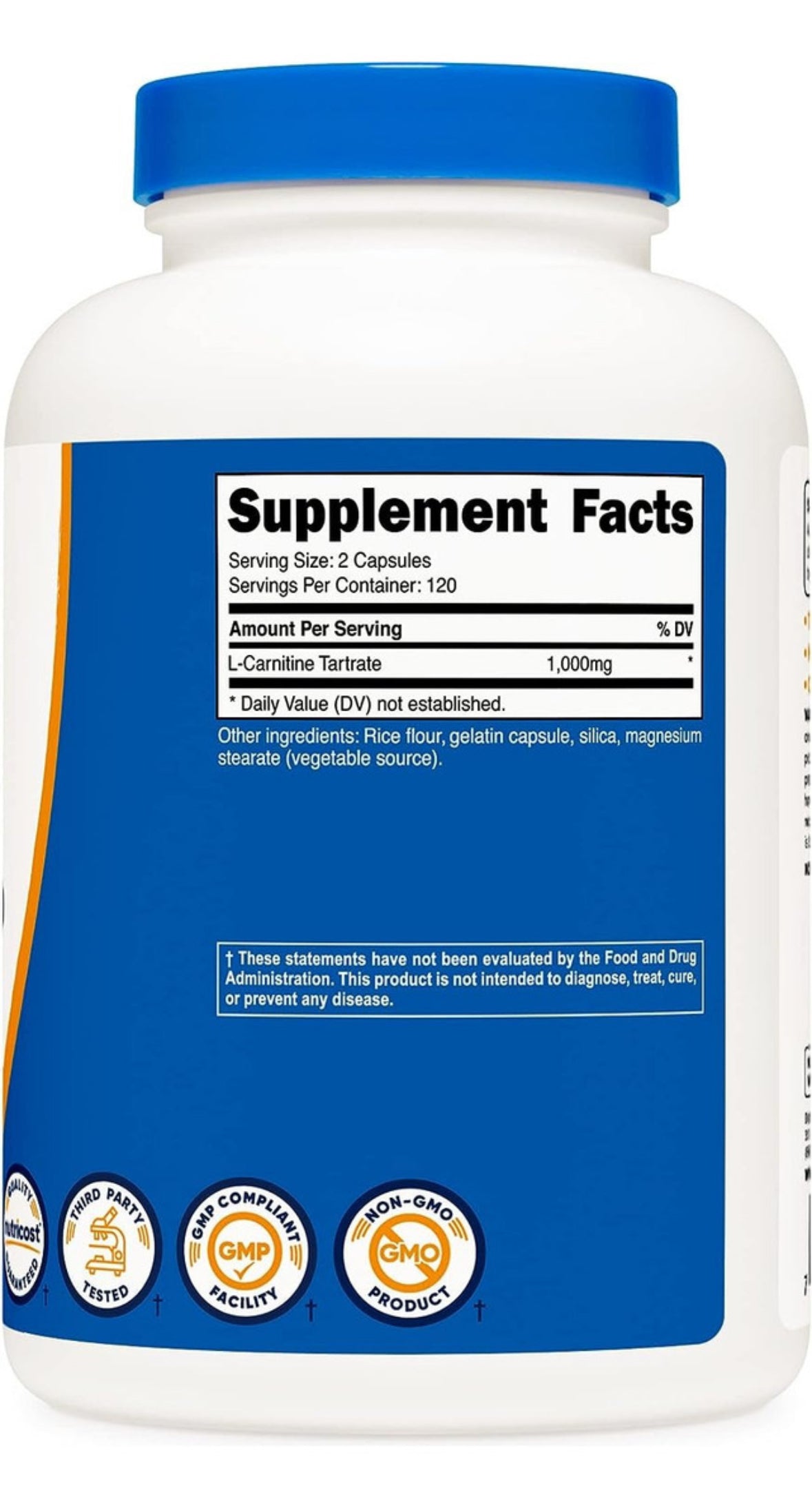 Carnitina Tartrato 1000 Mg , 240 Cápsulas, Mayor Energía Sabor Natural