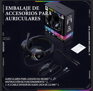 Auriculares profesionales para jugadores Onikuma X31 Rgb negros