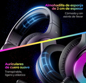 Auriculares Havit H2042d negros para PS4 PS5 Xbox PC 3,5 mm/USB color negro luz RGB