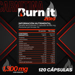 Burn it Zero Quemador Grasa Termogenico 4en1 1300mg: L Carnitina, Vinagre de Manzana, CLA, Cetonas | Suplemento alimenticio 120 capsulas | Vitaminas Hombre - Mujer
