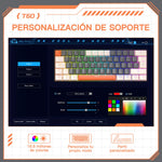 Free Wolf T60 60% Teclado Alámbrico mecánico Español, 62 Teclas Anti-ghosting, Retroiluminado Full-RGB, Teclado Programable de Hot Swap, Teclado Gamer Con Cable Conectado Tipo C, Eje Rojo