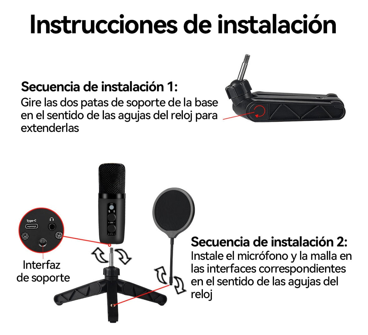 Microfono Condensador Rgb Cardioide Reducción De Ruido