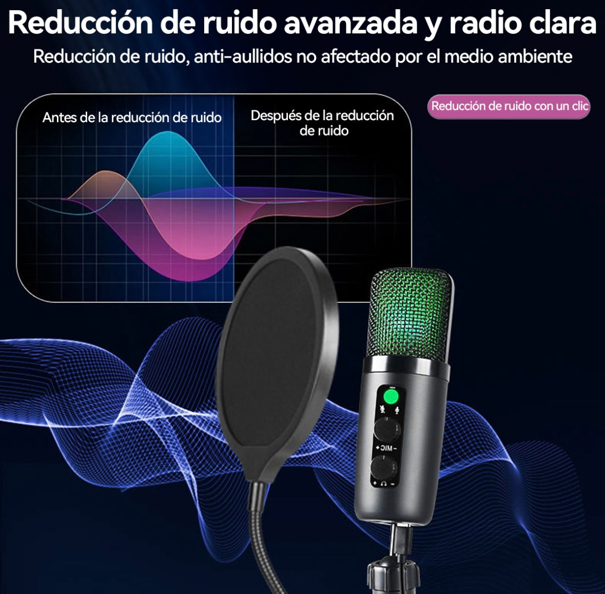 Microfono Condensador Rgb Cardioide Reducción De Ruido