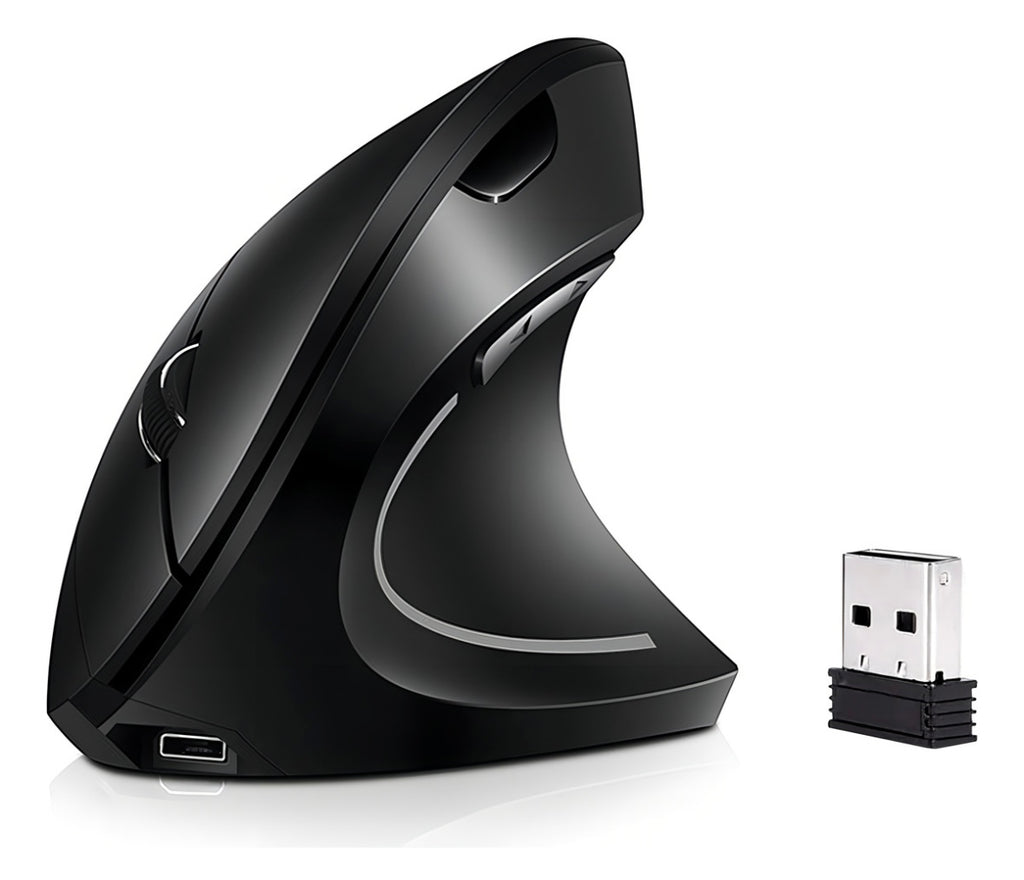 MOYAC Ratón vertical inalámbrico ergonómico recargable 2,4 g negro