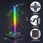Soporte de auriculares Oivo girable y gancho de controlador desmontable RGB LED