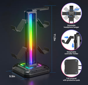 Soporte de auriculares Oivo girable y gancho de controlador desmontable RGB LED