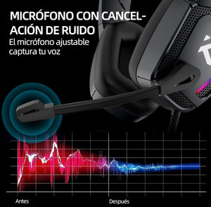 Audífonos Gamer Krios K12 Diadema Con Microfono Led Rgb Para Xbox Pc Ps4 Color Negro